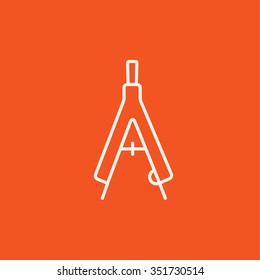 Compass line icon for web, mobile and infographics. Vector white icon isolated on red background.
