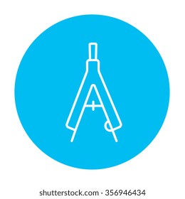 Compass line icon for web, mobile and infographics. Vector white icon on the light blue circle isolated on white background.