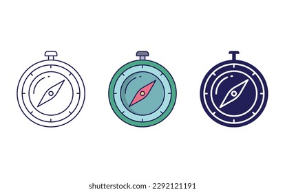 Compass line and solid illustration icon