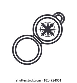Compass line style icon design, Tool navigation location north south west east travel map and adventure theme Vector illustration