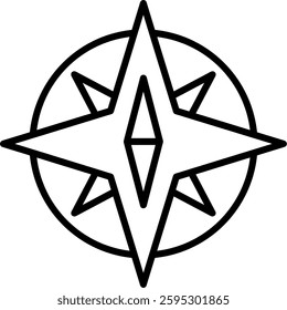 Compass Line Vector Icon Design