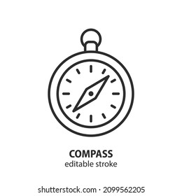 Compass line vector icon. Symbol of navigation. Editable stroke.