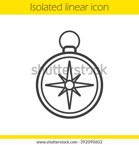 Compass linear icon. Pocket compass thin line illustration. Navigation and orientation instrument. Contour symbol. Compass logo concept. Vector isolated outline drawing