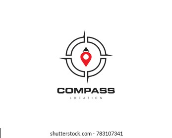 compass location concept logo, icon, symbol, ilustration design template