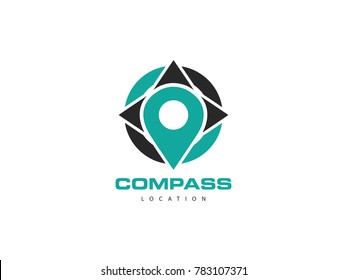compass location concept logo, icon, symbol, ilustration design template