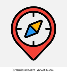 Compass location icon in filled line style, use for website mobile app presentation