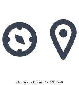 Compass and Location Icon, Map and Navigation Place and other Icon For User Interface Or Website