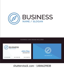 Compass, Location, Map Blue Business logo and Business Card Template. Front and Back Design. Vector Icon Template background