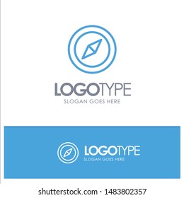 Compass, Location, Map Blue Outline Logo Place for Tagline