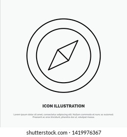 Compass, Location, Map Line Icon Vector