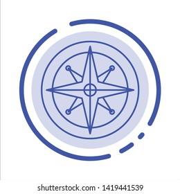 Compass, Location, Navigation, Navigator, Position Blue Dotted Line Line Icon
