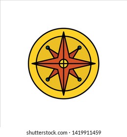 Compass, Location, Navigation, Navigator, Position  Flat Color Icon. Vector icon banner Template