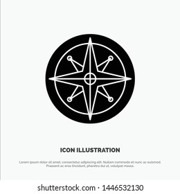 Compass, Location, Navigation, Navigator, Position solid Glyph Icon vector