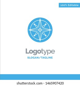 Compass, Location, Navigation, Navigator, Position Blue Solid Logo Template. Place for Tagline. Vector Icon Template background