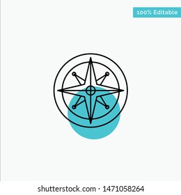 Compass, Location, Navigation, Navigator, Position turquoise highlight circle point Vector icon. Vector Icon Template background
