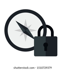 compass lock icon design vector in the white background
