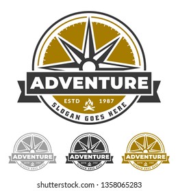 Compass logo for adventure life, outdoor and explorer emblem