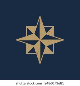 Compass Logo with Art Deco Design Style Vector Template 