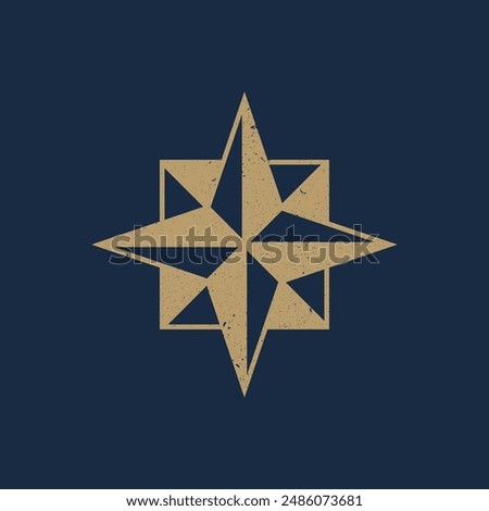 Compass Logo with Art Deco Design Style Vector Template 