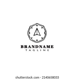 diseño de iconos de dibujos animados del logotipo de la brújula ilustración plana aislada negra moderna