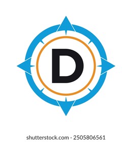 Compass Logo combine with letter D vector template