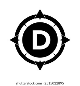 Compass Logo Combine With Letter D Vector Template