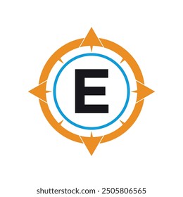 Compass Logo combine with letter E vector template