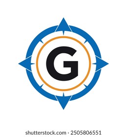 Compass Logo combine with letter G vector template