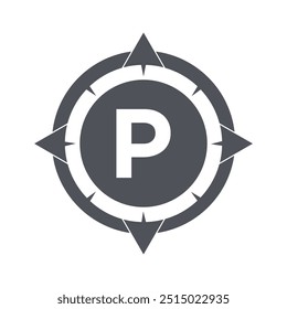 Combinaison Logo Boussole Avec Template D'Image vectorielle Lettre P