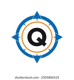 Compass Logo combine with letter Q vector template