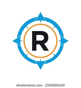 Compass Logo combine with letter R vector template