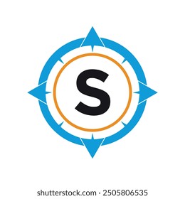Compass Logo combine with letter S vector template