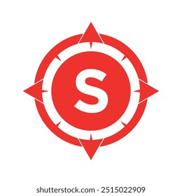 Logotipo da bússola Combine com modelo de vetor letra S