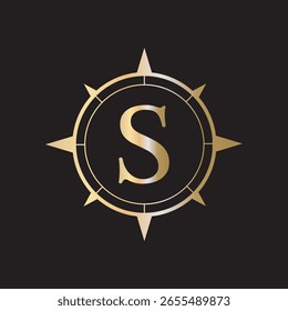 Logo de brújula combinado con la letra S Vector Plantilla