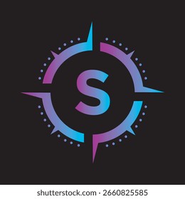 Compass Logo Combine With Letter S Vector Template