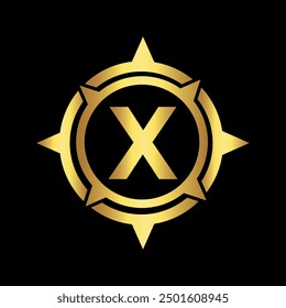 Compass Logo combine with letter X vector template