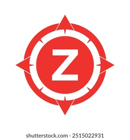 Compass Logo Combine With Letter Z Vector Template
