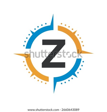 Compass Logo Combine With Letter Z Vector Template