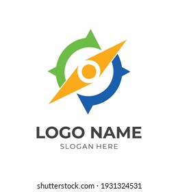 compass logo concept with flat colorful style