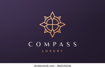 compass logo concept with modern and luxury style with gold color