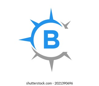 Compass logo design with B letter concept. Compass Concept with B letter  typography 