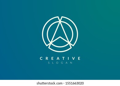 Compass. The logo design is a blend of circles with the direction of the arrow. Minimalist and modern vector illustration design suitable for business and brands