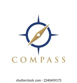 Compass. The logo design is a blend of circles with the direction of the arrow. Minimalist and modern vector illustration design suitable for business and