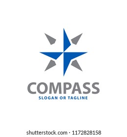 Compass logo design concept related to adventure, nautical, direction or travel