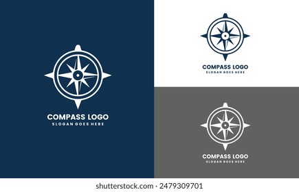 Compass logo design with a compass and a compass icon vector illustration EPS10