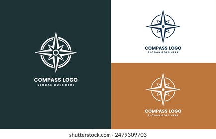 Compass logo design with a compass and a compass icon vector illustration EPS10