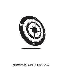 Compass logo design. illustration element vector. Compass pointer icon with white background, Direction, map navigation symbol.