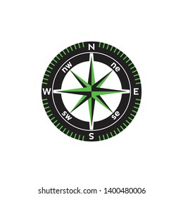 Compass logo design. illustration element vector. Compass pointer icon with white background, Direction, map navigation symbol.