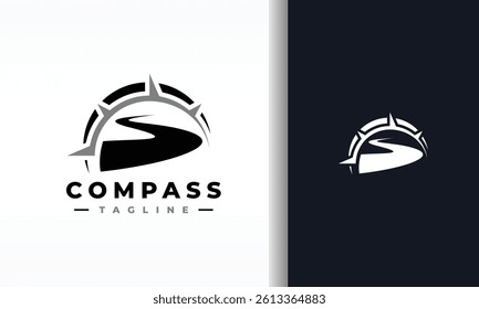 Compass logo design with path and navigation elements