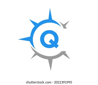 Compass logo design with Q letter concept. Compass Concept with Q letter typography 